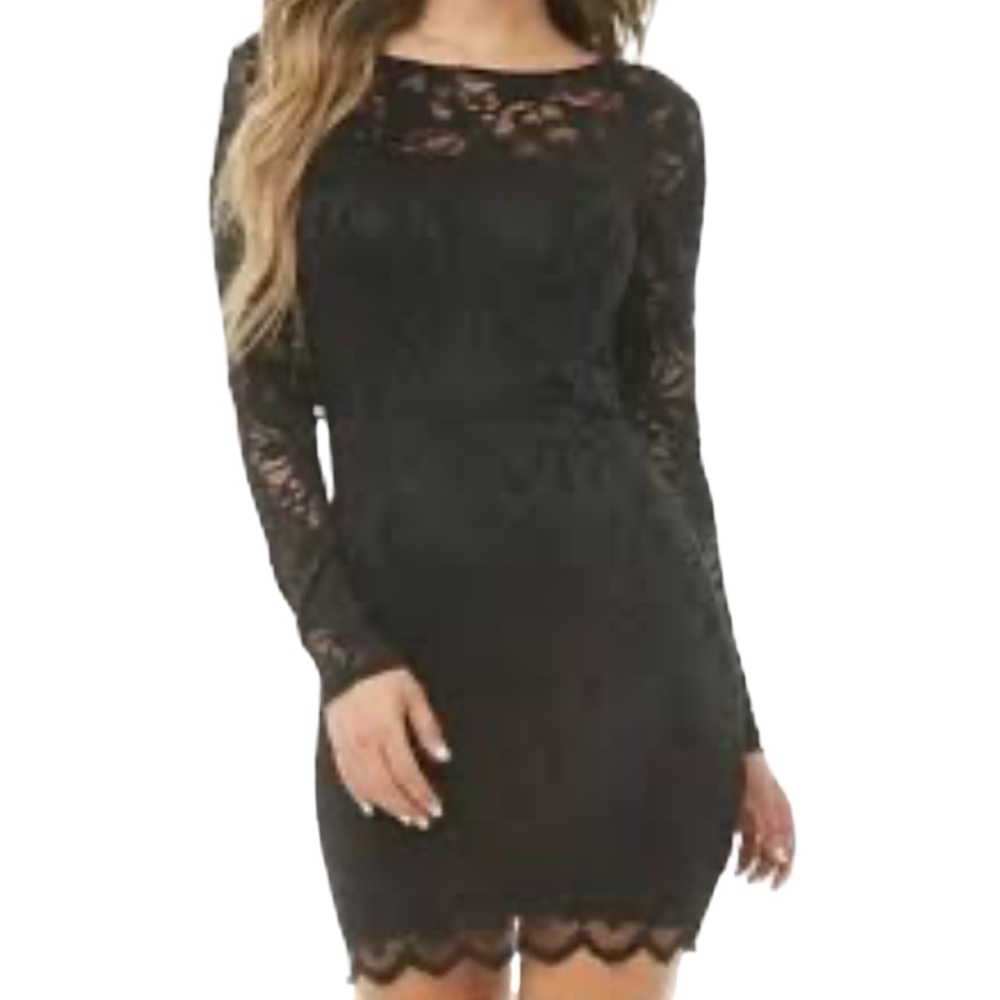 NWT Forever 21 Black Lace Long Sleeve Dress – Size L